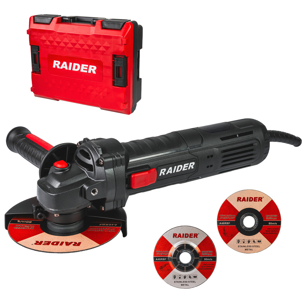 Ъглошлайф 125mm 900W LCD 2disc Red Case RDP-AG79 Black Ed. – Raider Pro – снимка 1
