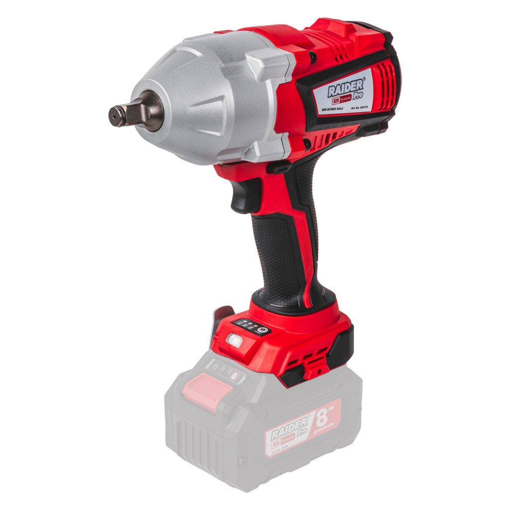 R20 Гайковерт ударен безч. 1/2"1800Nm3ск.LED Solo RAIDER PRO RDP-BCIW20 – Raider Pro – снимка 1