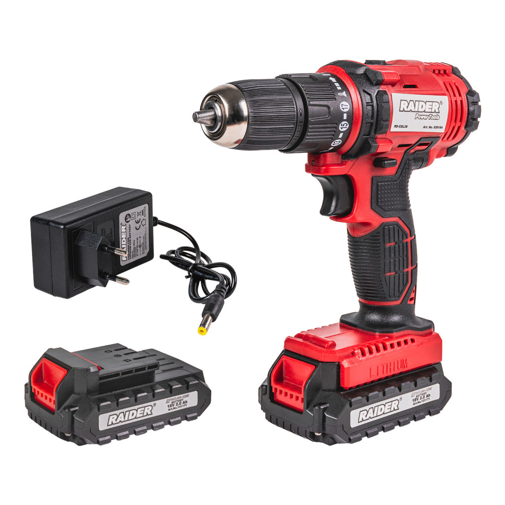 Бормашина ударна 18V 2-ск. 2x2Ah 30Nm 10mm куфар RAIDER RD-CDL38 – Raider Power Tools – снимка 1