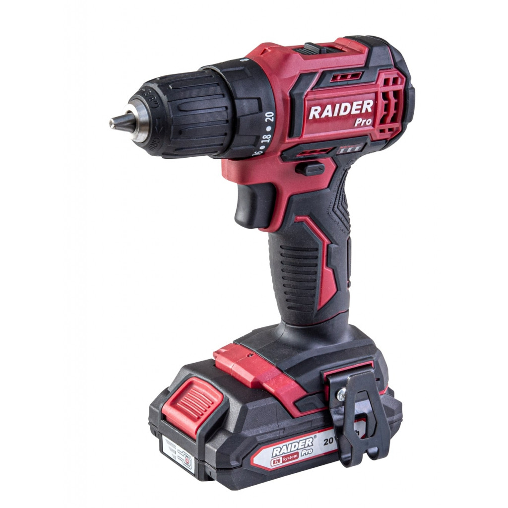 R20 Бормашина акум. 2-ск. 10mm 44Nm 20V 2x2Ah 1h RAIDER PRO RDP-SBCD20 – Raider Pro – снимка 1