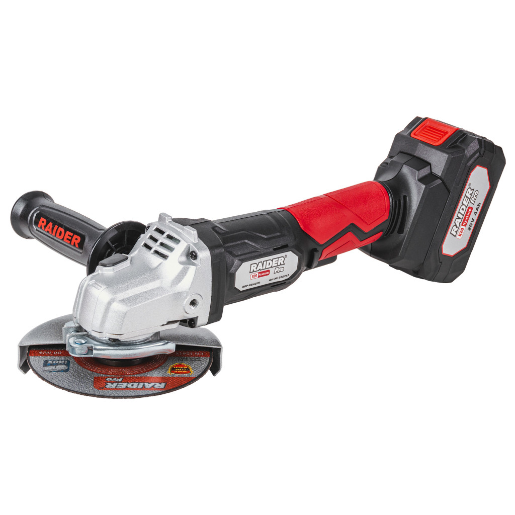 R20 Ъглошлайф Ø125mm 4Ah RAIDER PRO RDP-KBAG20 – Raider Pro – снимка 1