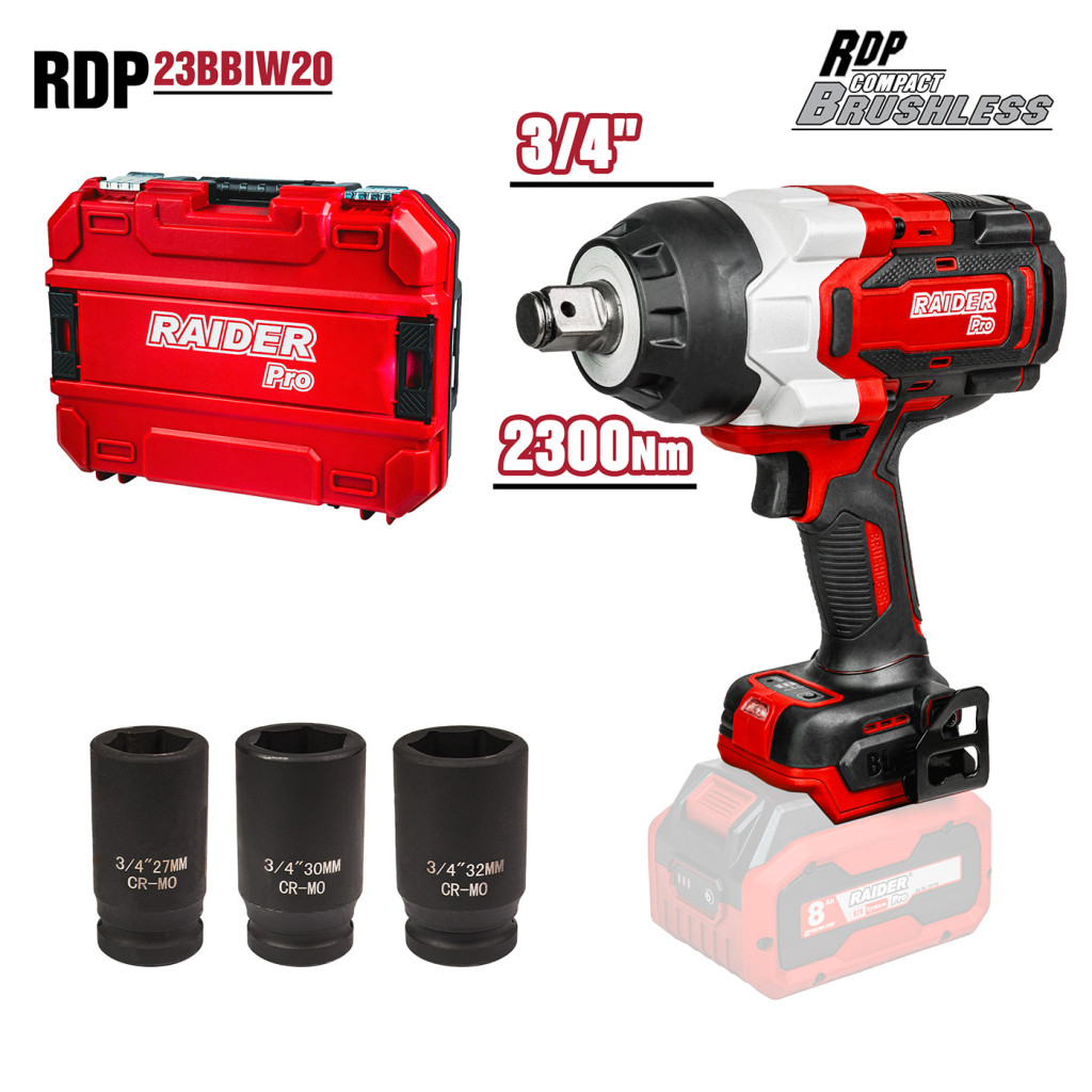 R20 Гайковерт безчетков 3/4" 2300Nm 3-ск. Solo RDP-23BBIW20 – Raider Pro – снимка 1