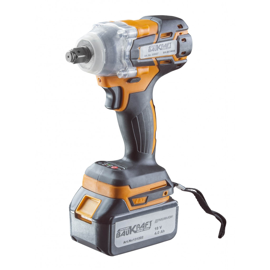 Гайковерт безч. 2-ск. 320Nm 1/2" 18V 4Ah куфар BAUKRAFT BK-BCIW08 – Baukraft – снимка 1