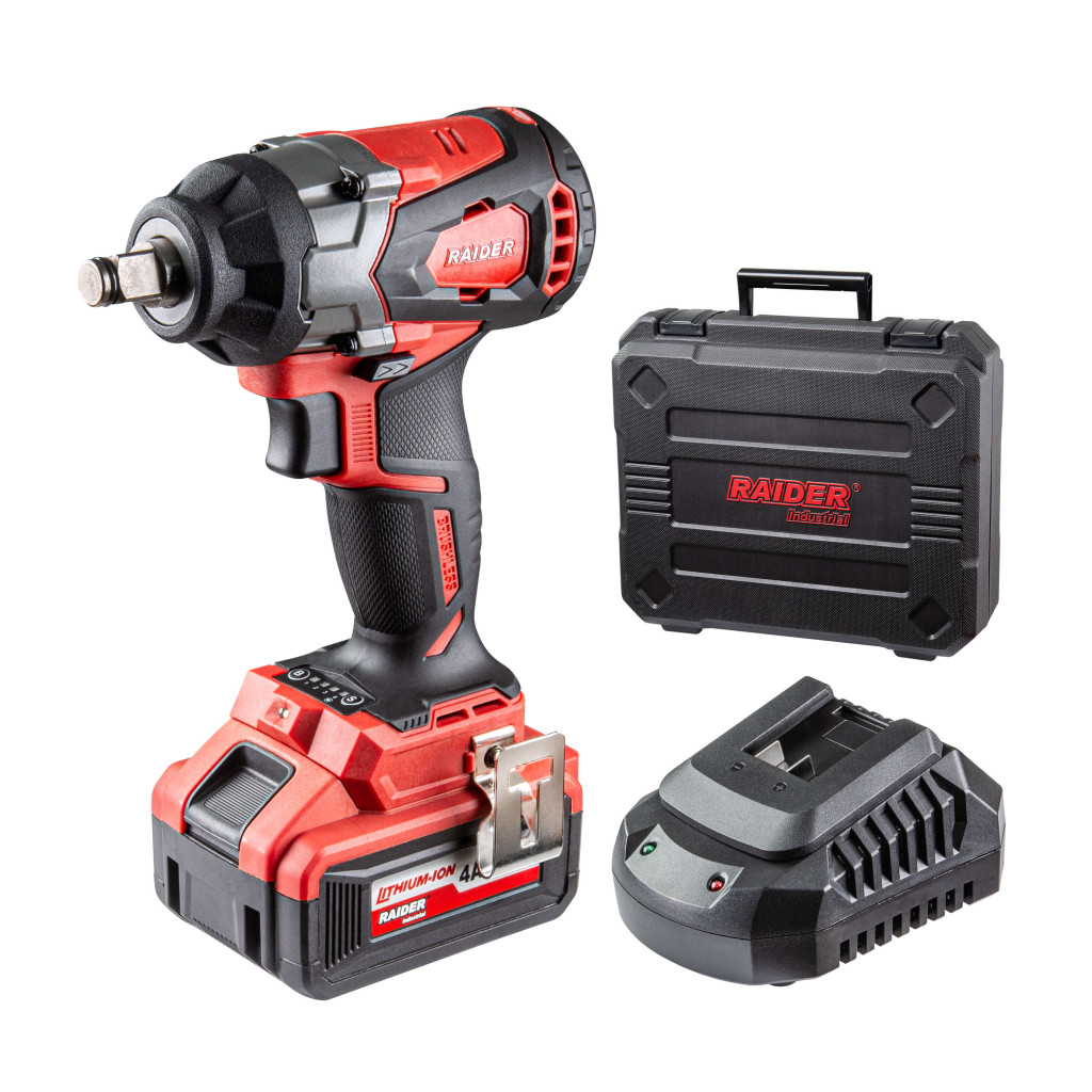 Гайковерт ударен безч. 20V 4-ск.4Ah 480Nm1/2"куфар RAIDER INDUSTRIAL RDI-IBW04 – Raider Industrial – снимка 1