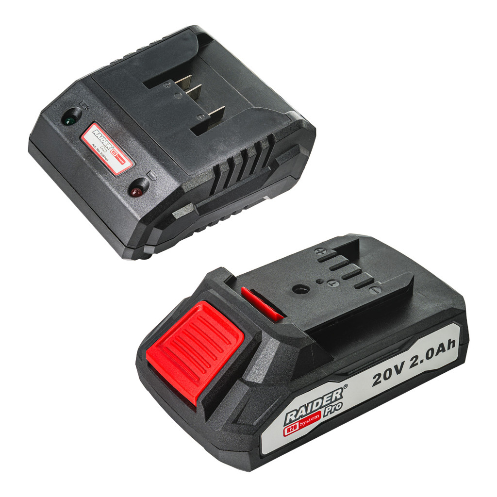 R20 Комплект батерия Li-ion 2Ah и зарядно 1h за RAIDER PRO RDP-R20 – Raider Pro – снимка 1