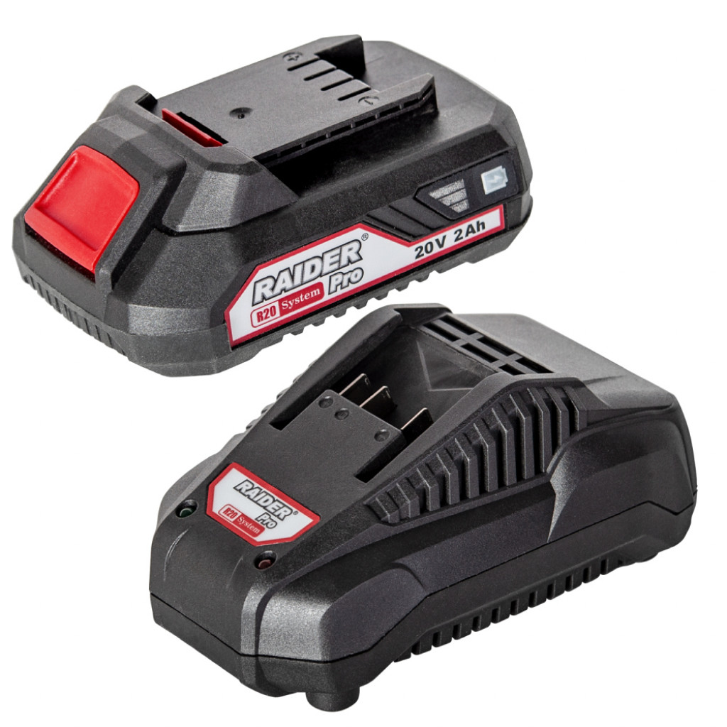 R20 Комплект батерия 2Ah + зарядно 1h за серията RAIDER PRO RAIDER PRO RAIDER PRO RDP-R20 – Raider Pro – снимка 1