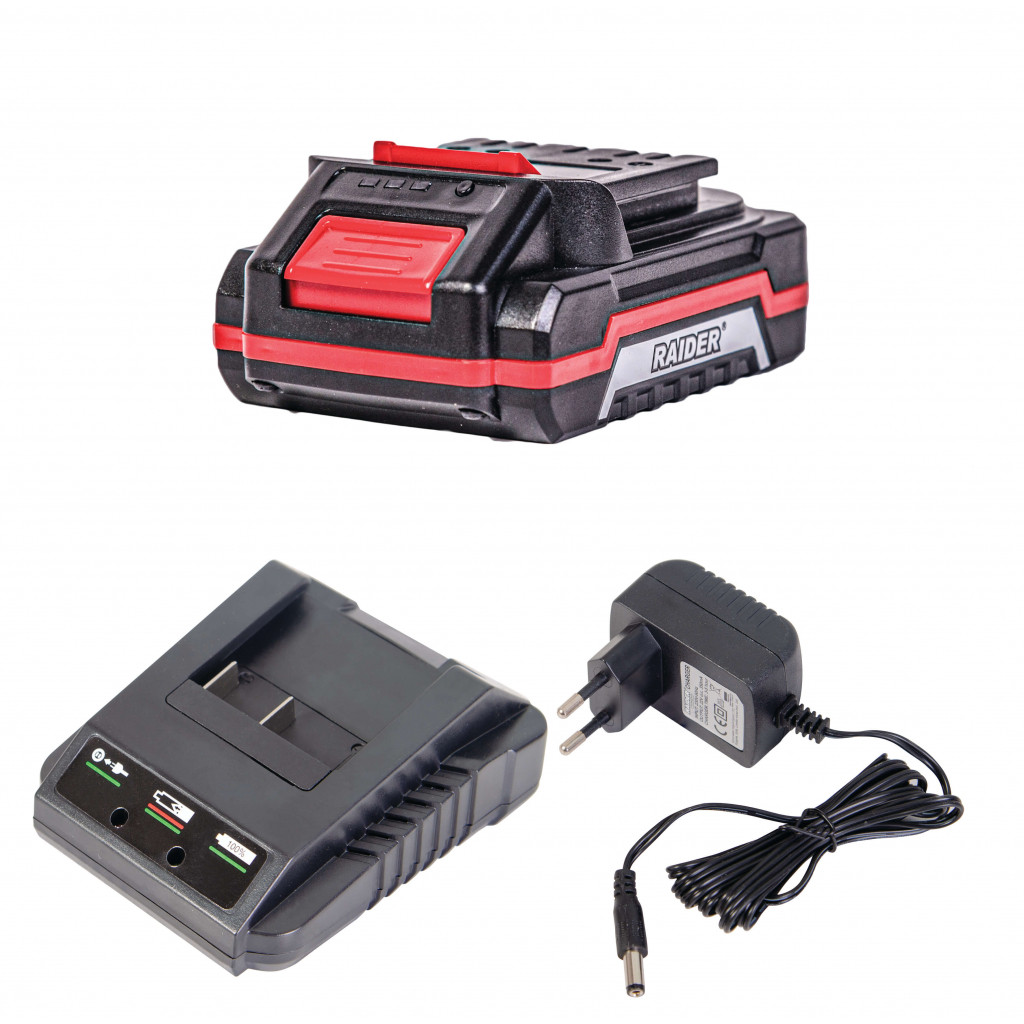 Комплект батерия Li-ion 18V 2.0Ah и зарядно – Raider Power Tools – снимка 1