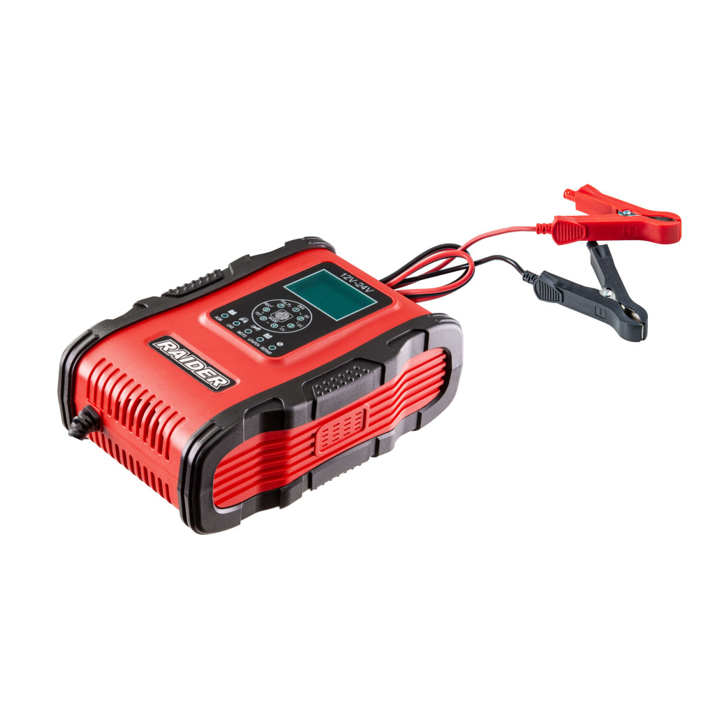 Зарядно за акумулатор инверторно 12/24V 200Ah LCD RAIDER RD-BC19 – Raider Power Tools – снимка 1