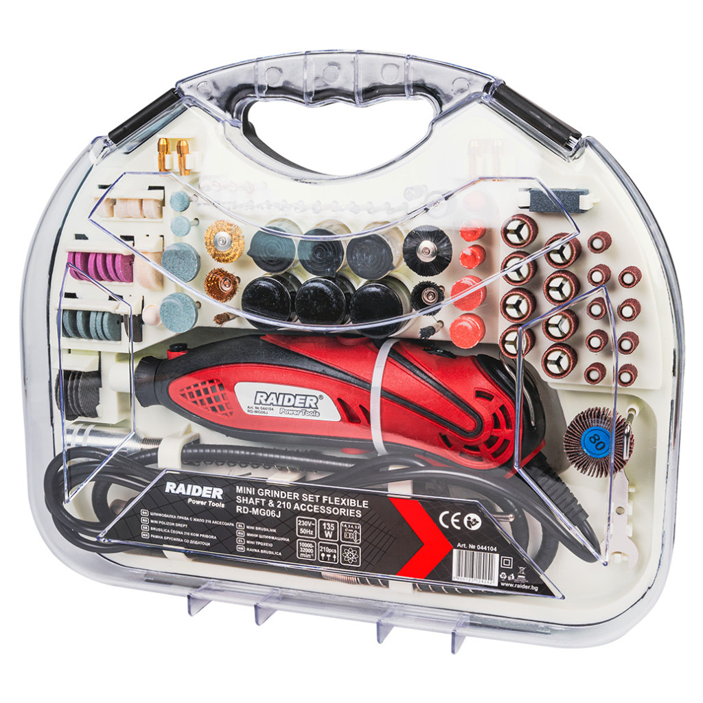 Шлифовалка права 135W с жило 210 аксесоара RAIDER RD-MG06D – Raider Power Tools – снимка 1