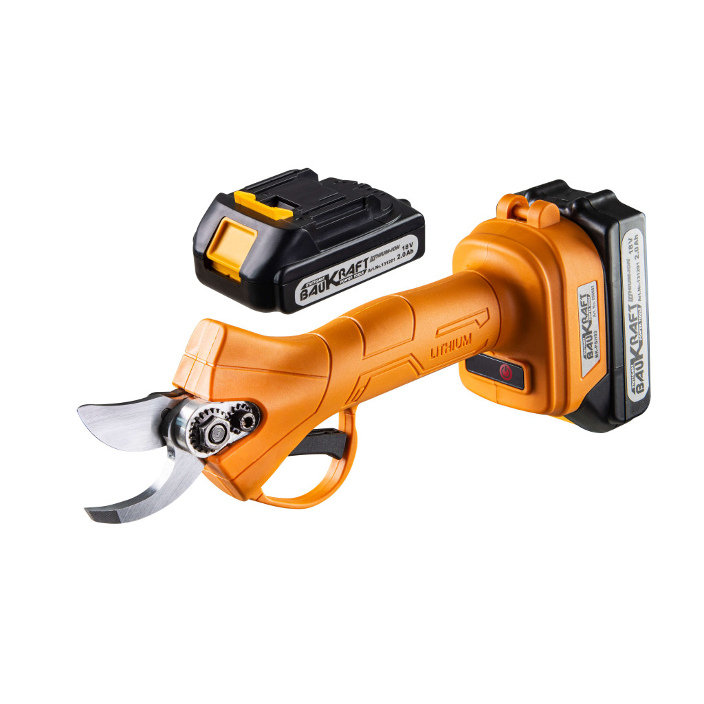 Ножица лозарска акум. безчет. 18V 2x2Ah 25mm в куф. BAUKRAFT BK-PSH03 – Baukraft – снимка 1