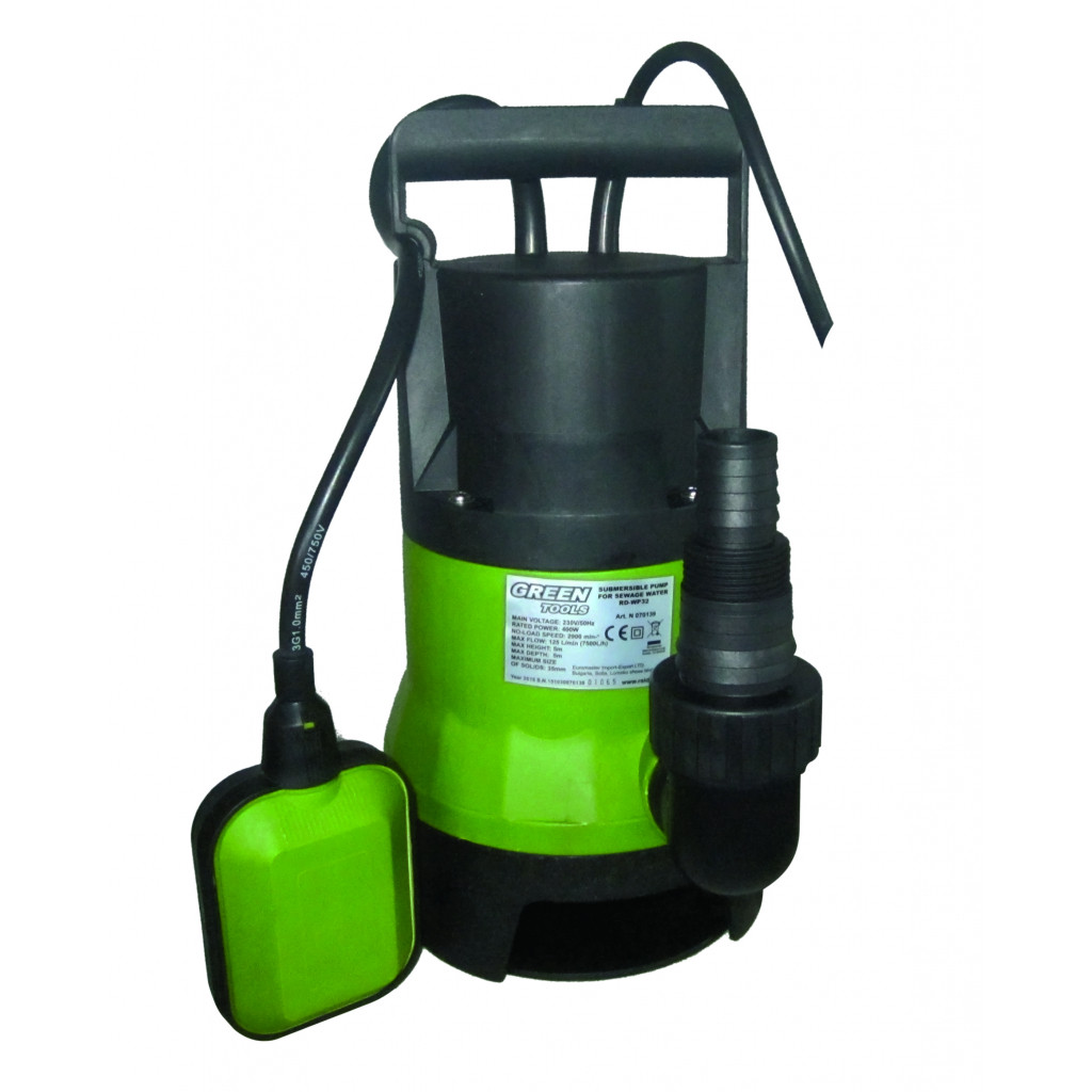 Помпа водна потоп. 400W 1"max 125L/min 5m RD-WP32 GT – Green Tools – снимка 1