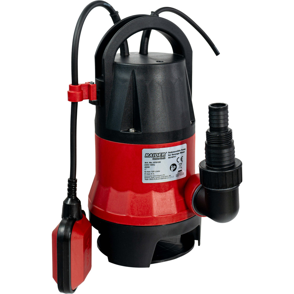 Помпа потопяема за мръсна вода 400W 1" 125L/min 5m RAIDER RD-WP47 – Raider Garden Tools – снимка 1