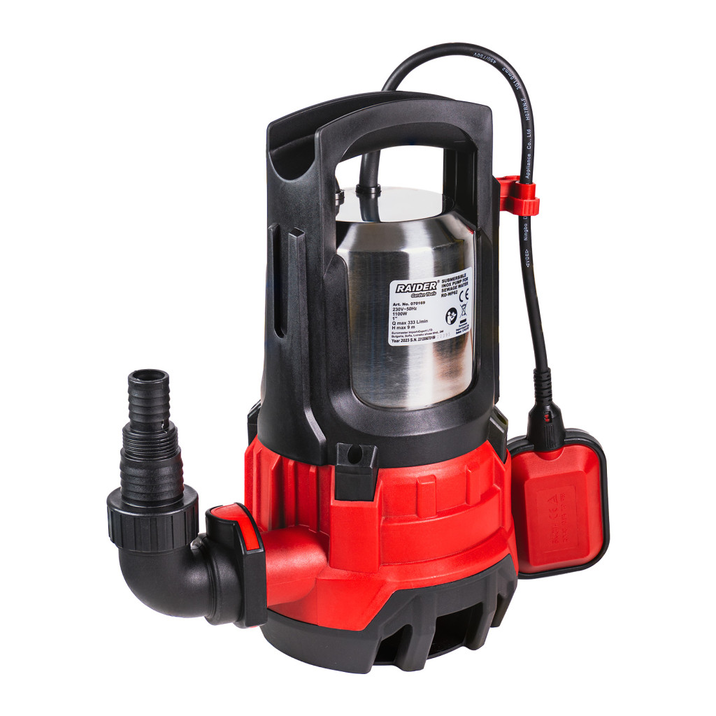 Помпа водна потопяема 1100W 1" 333L/min 9m INOX RAIDER RD-WP62 – Raider Garden Tools – снимка 1