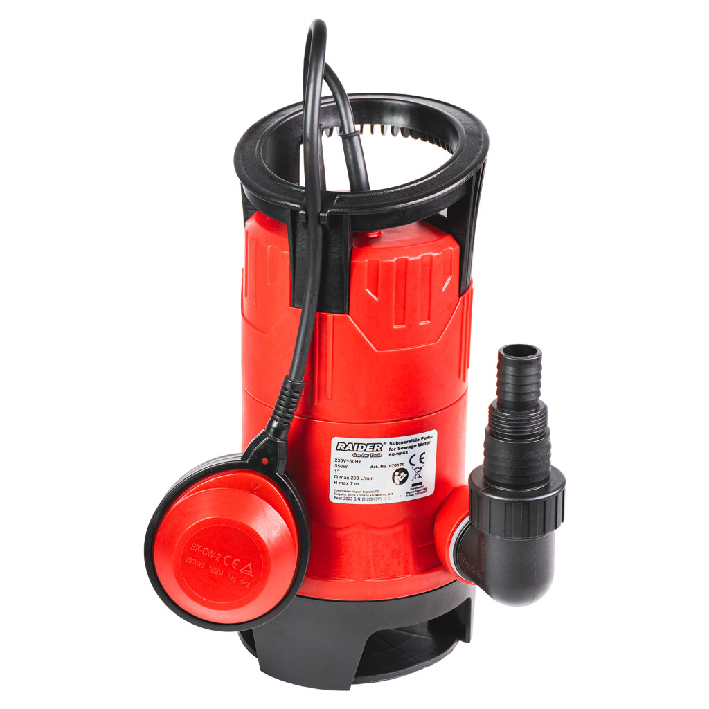 Помпа водна потопяема 550W 1" 208L/min 7m RAIDER RD-WP63 – Raider Garden Tools – снимка 1