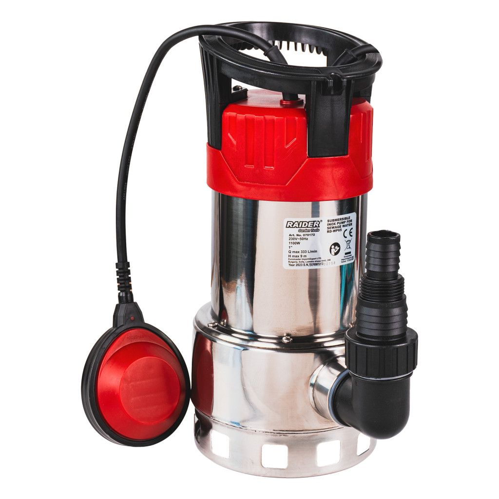 Помпа водна потопяема 1100W 1" 333L/min 9m INOX RAIDER RD-WP65 – Raider Garden Tools – снимка 1