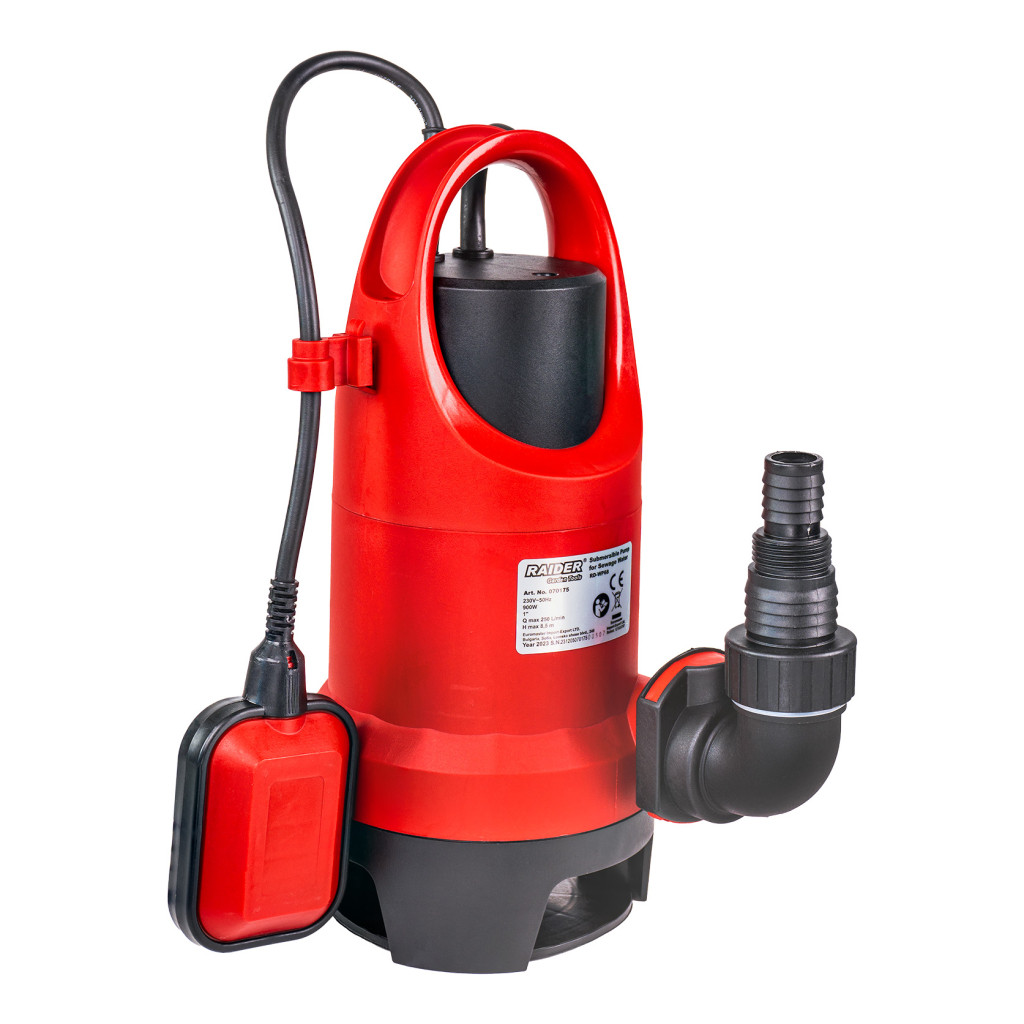 Помпа водна потопяема 900W 1" 250L/min 8,5m 35mm RAIDER RD-WP68 – Raider Garden Tools – снимка 1