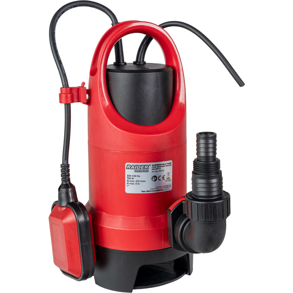 Помпа водна потопяема 750W 1" 233L/min 8m 35mm RAIDER RD-WP72 – Raider Garden Tools – снимка 1