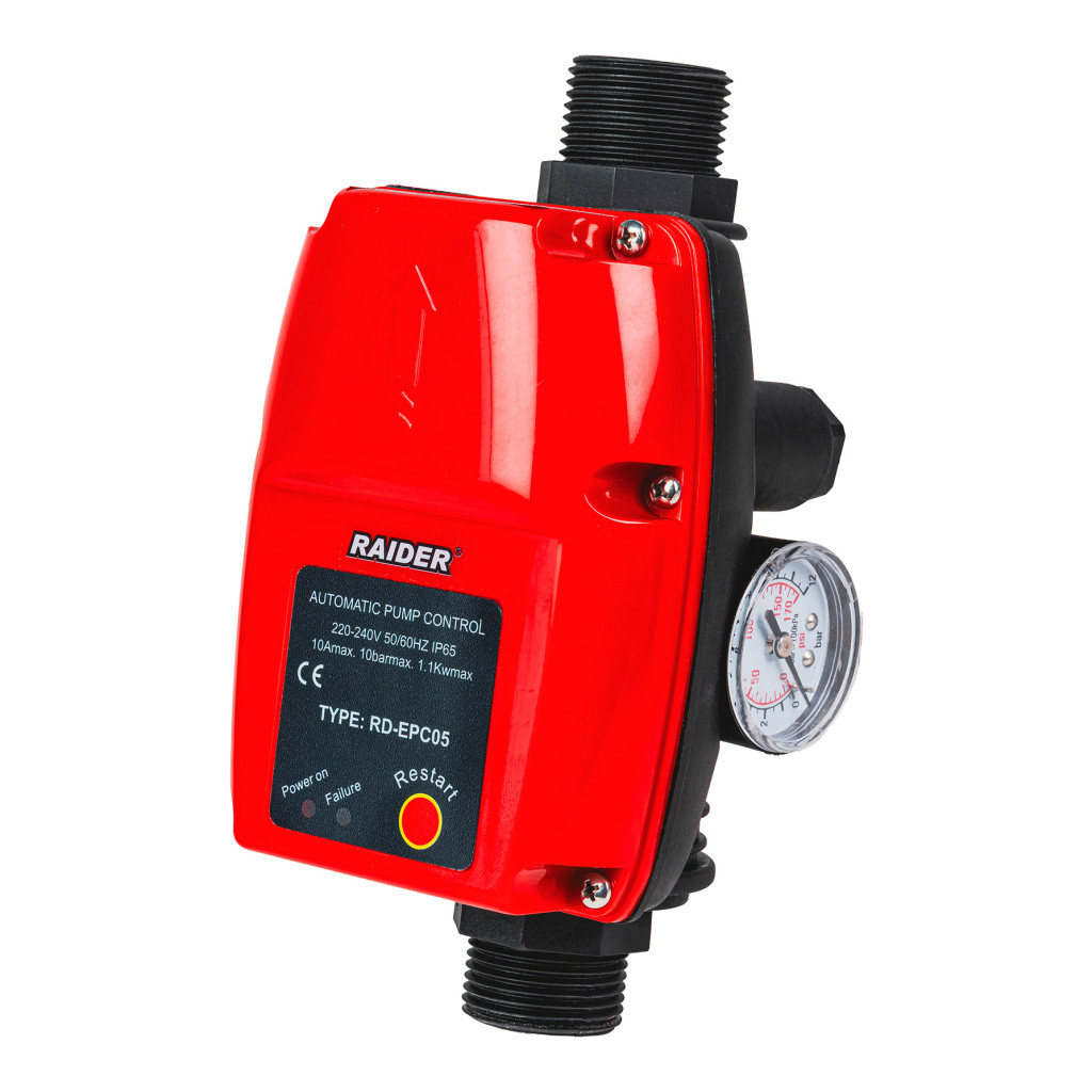 Пресостат електронен 1.1kW 1" 90°C манометър RD-EPC05 – Raider Garden Tools – снимка 1