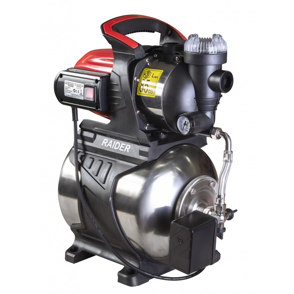 Хидрофор 1200W 1" max 64L/min 3bar 48m Inox+ RAIDER RD-WP1200S