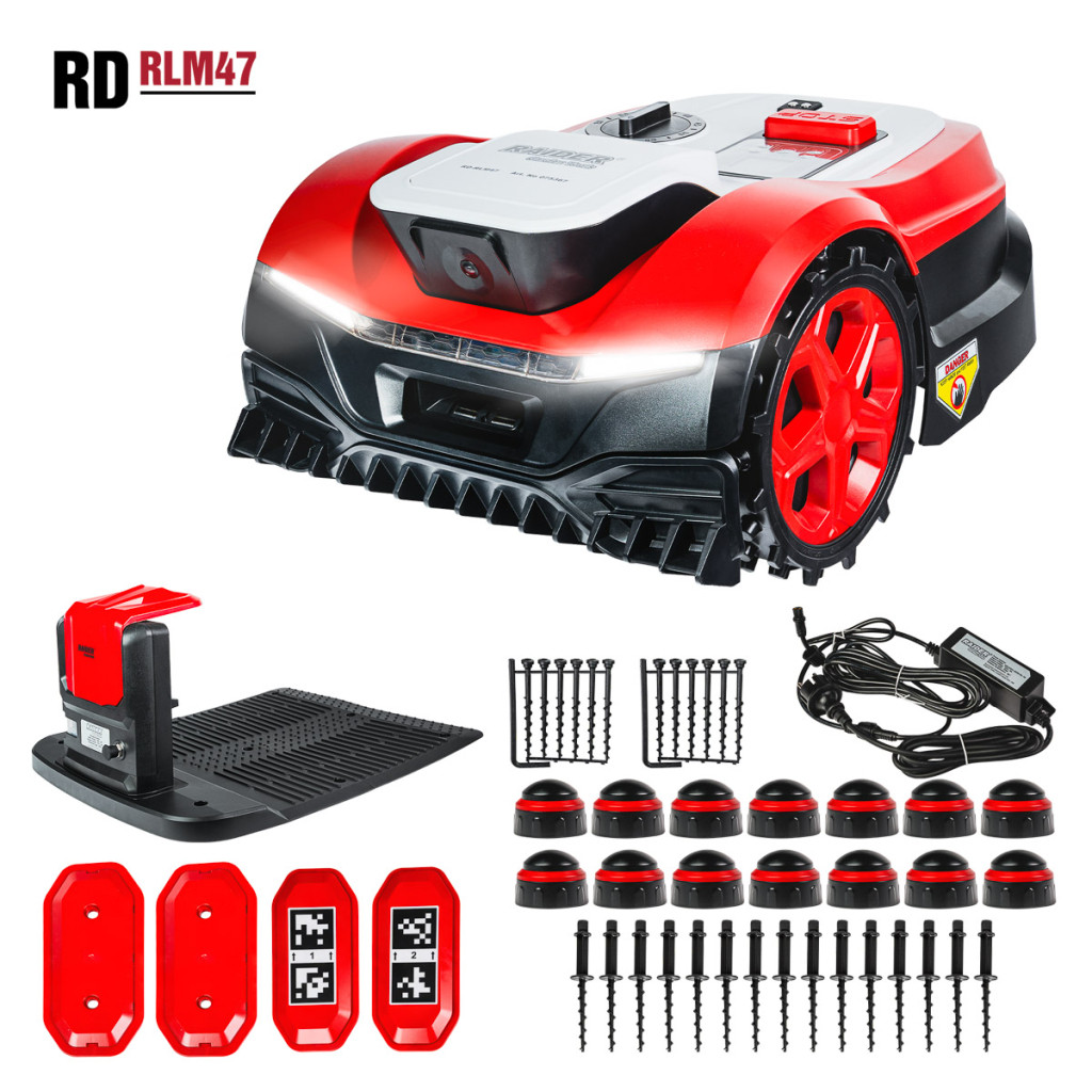 Косачка робот безчеткова CAM 22cm 20V4AhWi-Fi1200m2 RD-RLM47 – Raider Garden Tools – снимка 1