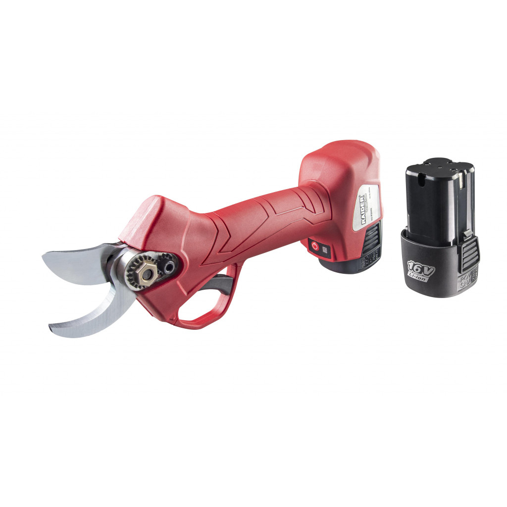 Ножица лозарска акум. безч. 16V 2x2Ah 25mm куфар RAIDER RD-PSH02 – Raider Garden Tools – снимка 1