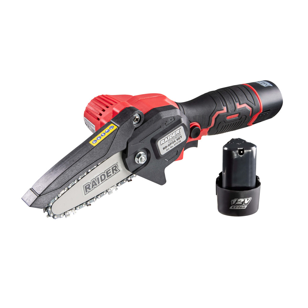 Резачка акум. 12V 100mm 4" 2x2Ah 3 вериги куфар RAIDER RD-GP24 Set – Raider Garden Tools – снимка 1