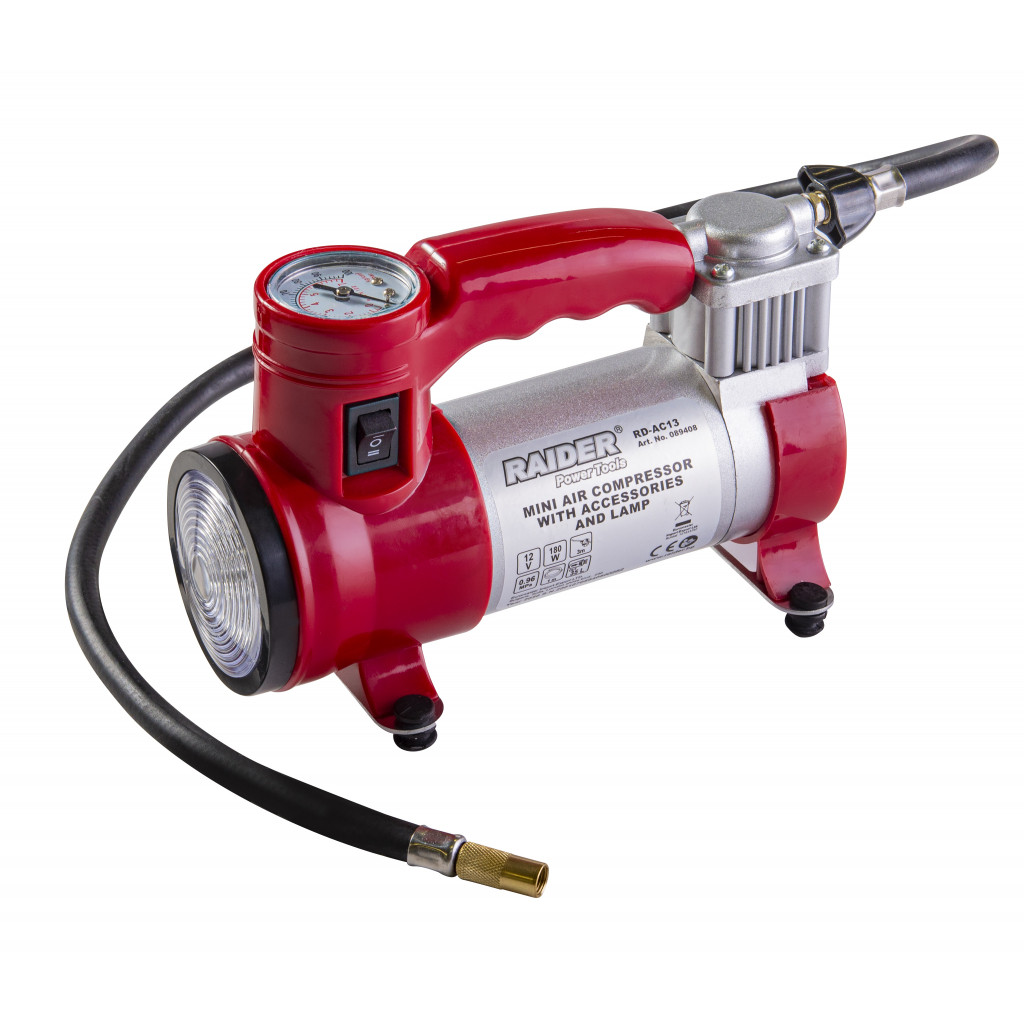 Компресор 12V DC метален 180W 35L/min RAIDER RD-AC13