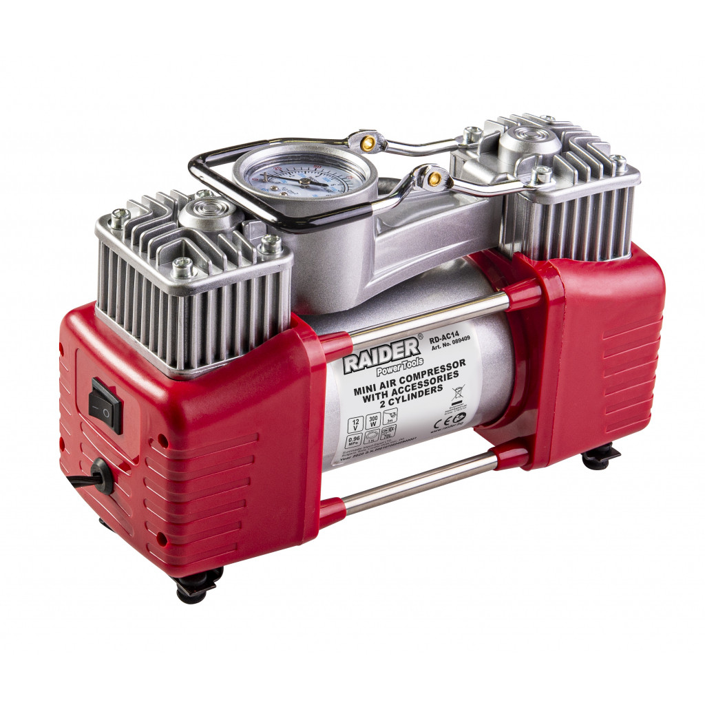 Компресор 12V DC метален 300W 70L/min RAIDER RD-AC14