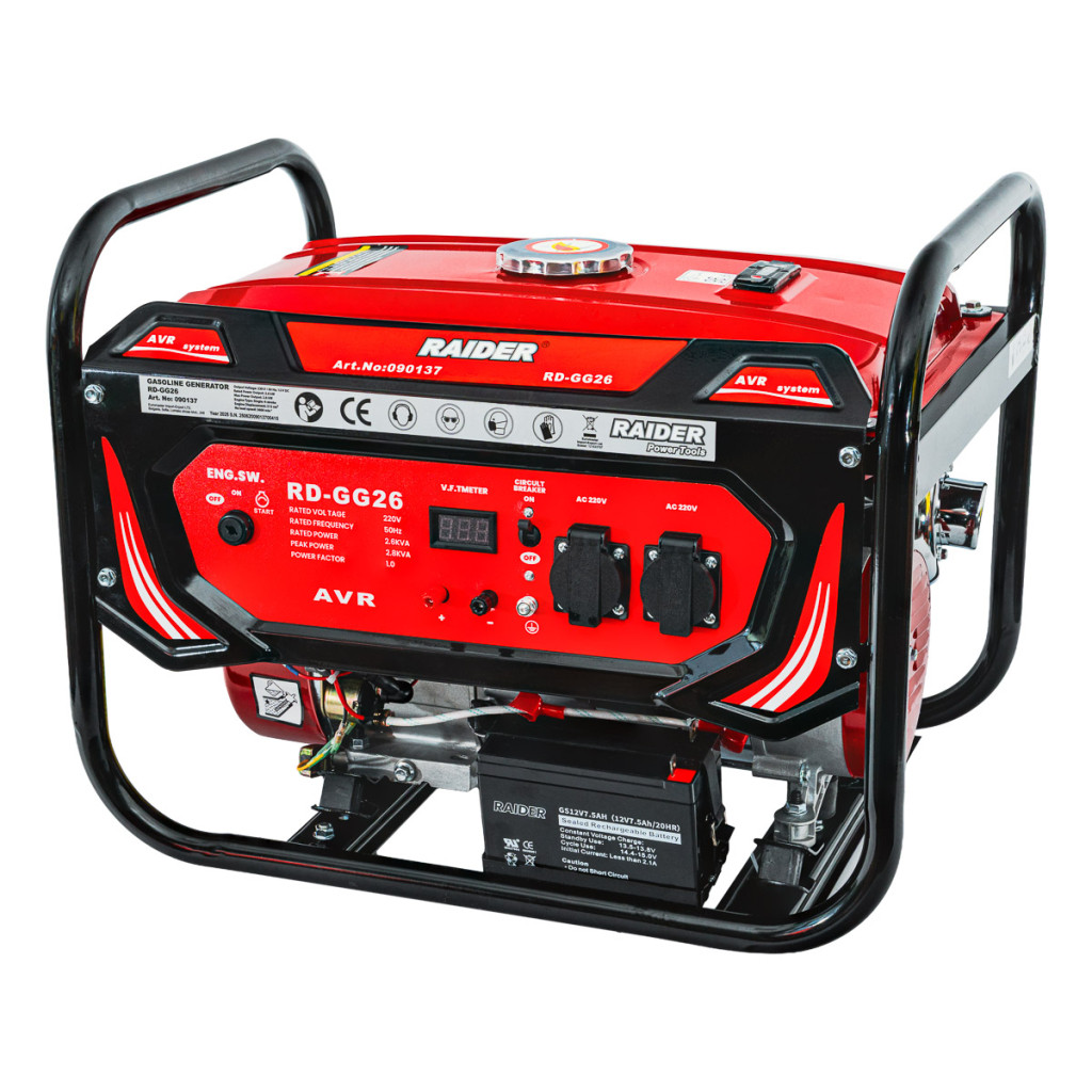 Генератор за ток бензинов 2.8kW ел. стартер RD-GG26 – Raider Power Tools – снимка 1