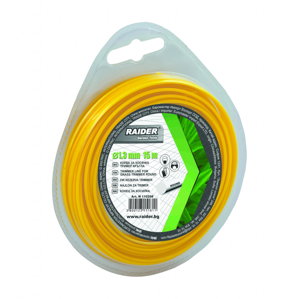 Корда за косачка тример кръгла 1.65mm х 15m – Raider Garden Tools – снимка 1