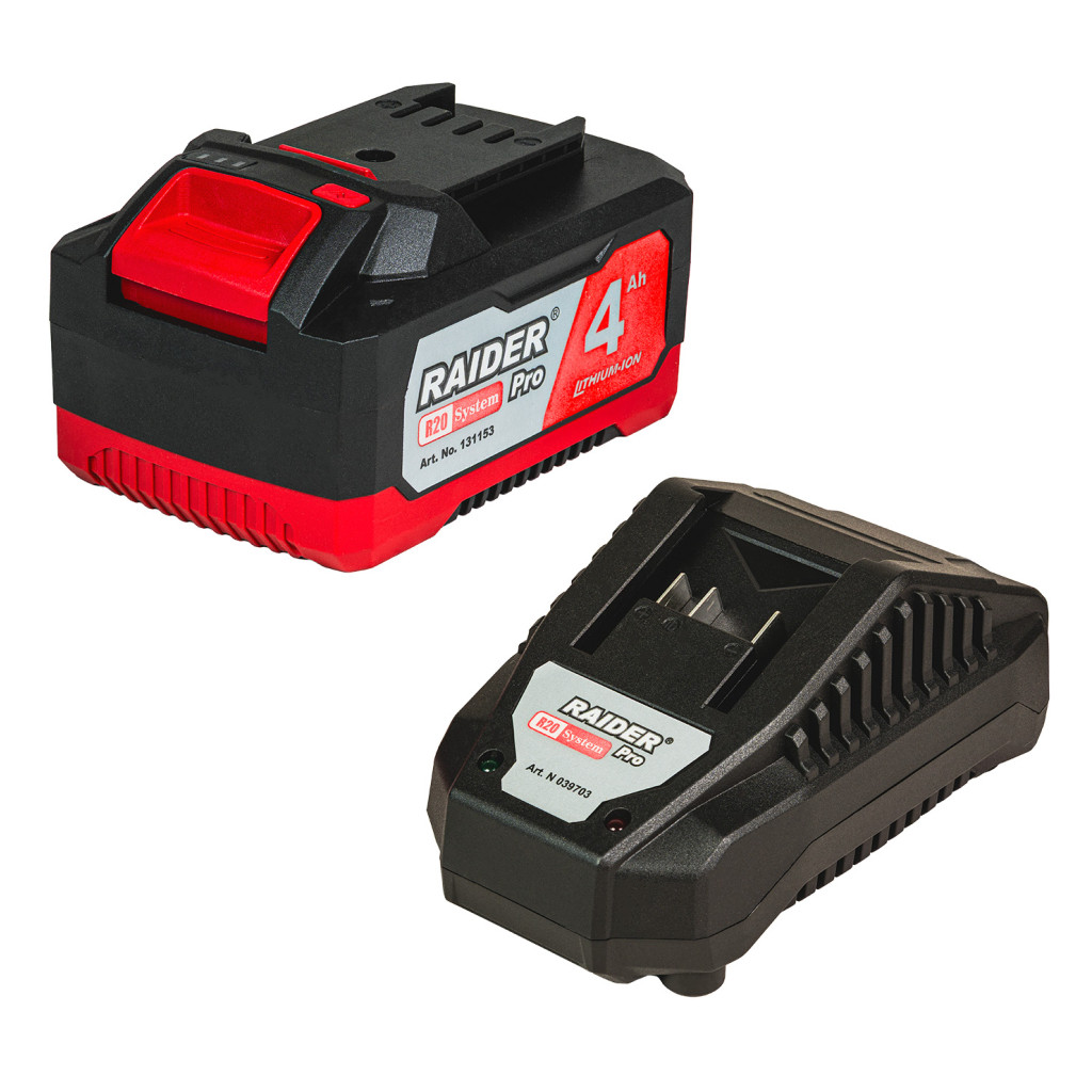 R20 Комплект батерия 4Ah и зарядно за серията RAIDER PRO RDP-R20 System – Raider Pro – снимка 1