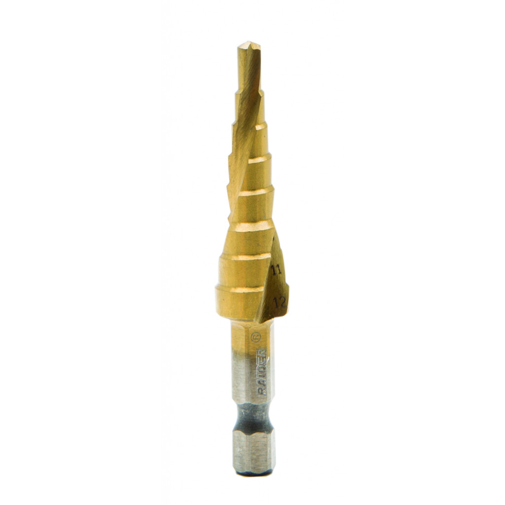 Свредло за ламарина стъп. HEX 1/4" ø4-12mm – Raider Pro – снимка 1