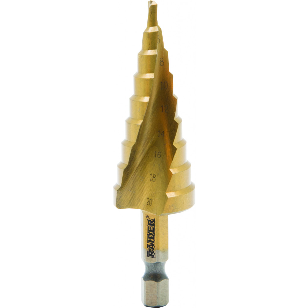 Свредло за ламарина стъп. HEX 1/4" ø4-20mm – Raider Pro – снимка 1