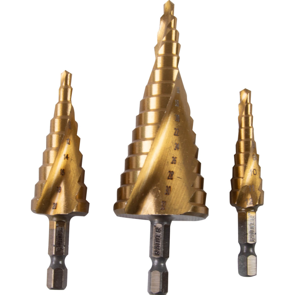 Свредла за ламарина стъпаловидни Ø4-12,4-20,4-32mm Set – Raider Power Tools – снимка 1