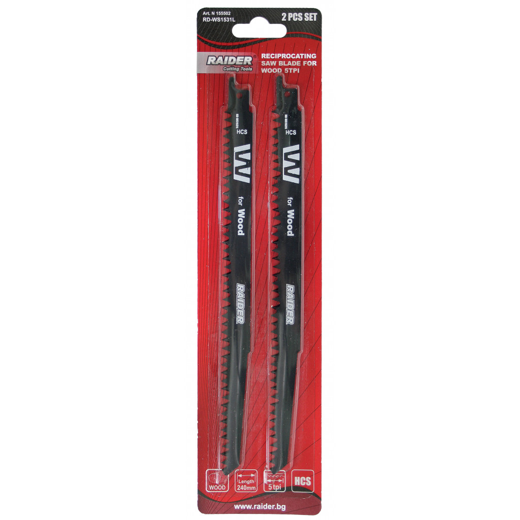 Нож за саблев. трион за дърво 240x19x1.5mm 2бр. RAIDER RD-WS1531L – Raider Power Tools – снимка 1