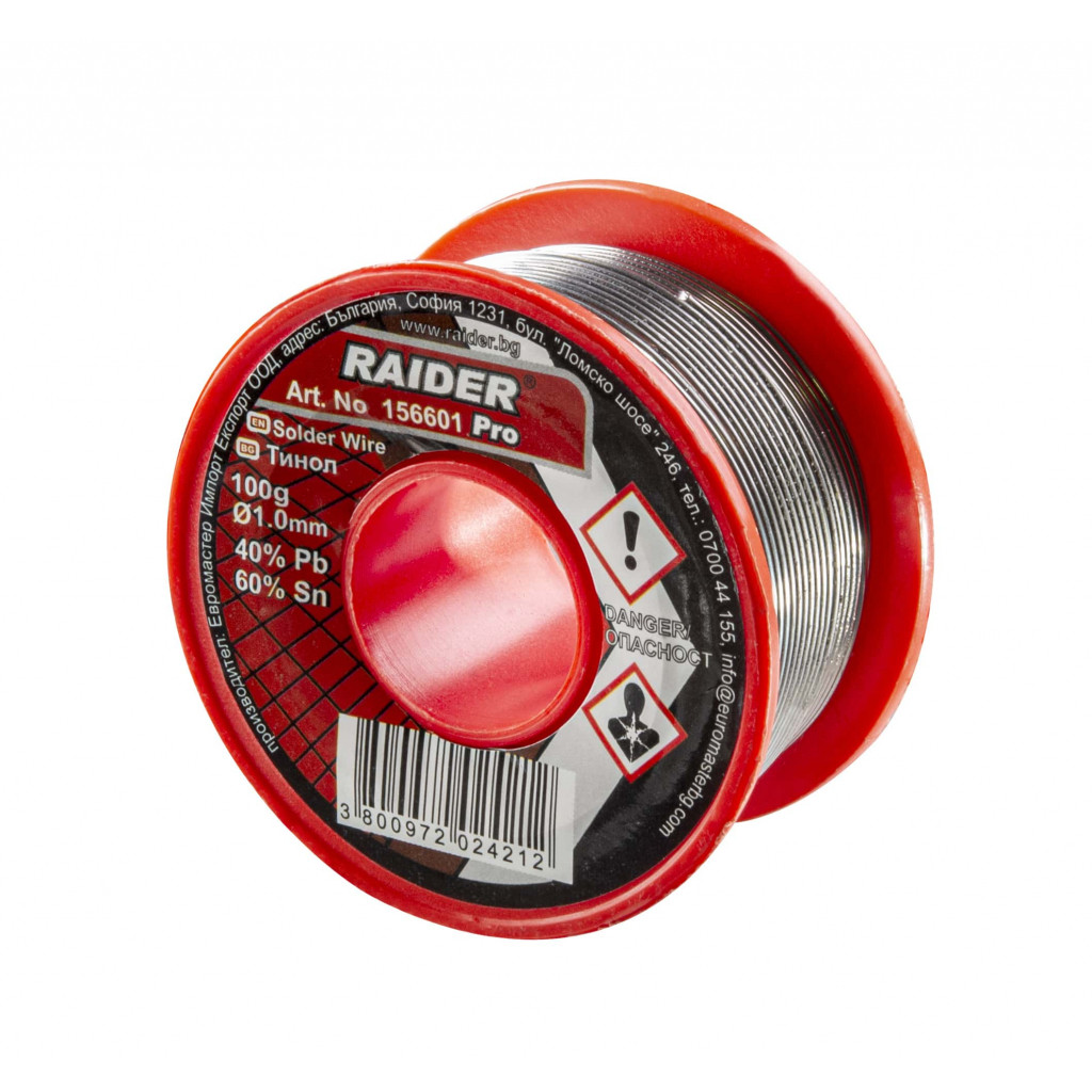 Тинол ø1mm 100g 60%Sn 40%Pb Pro – Raider Pro – снимка 1