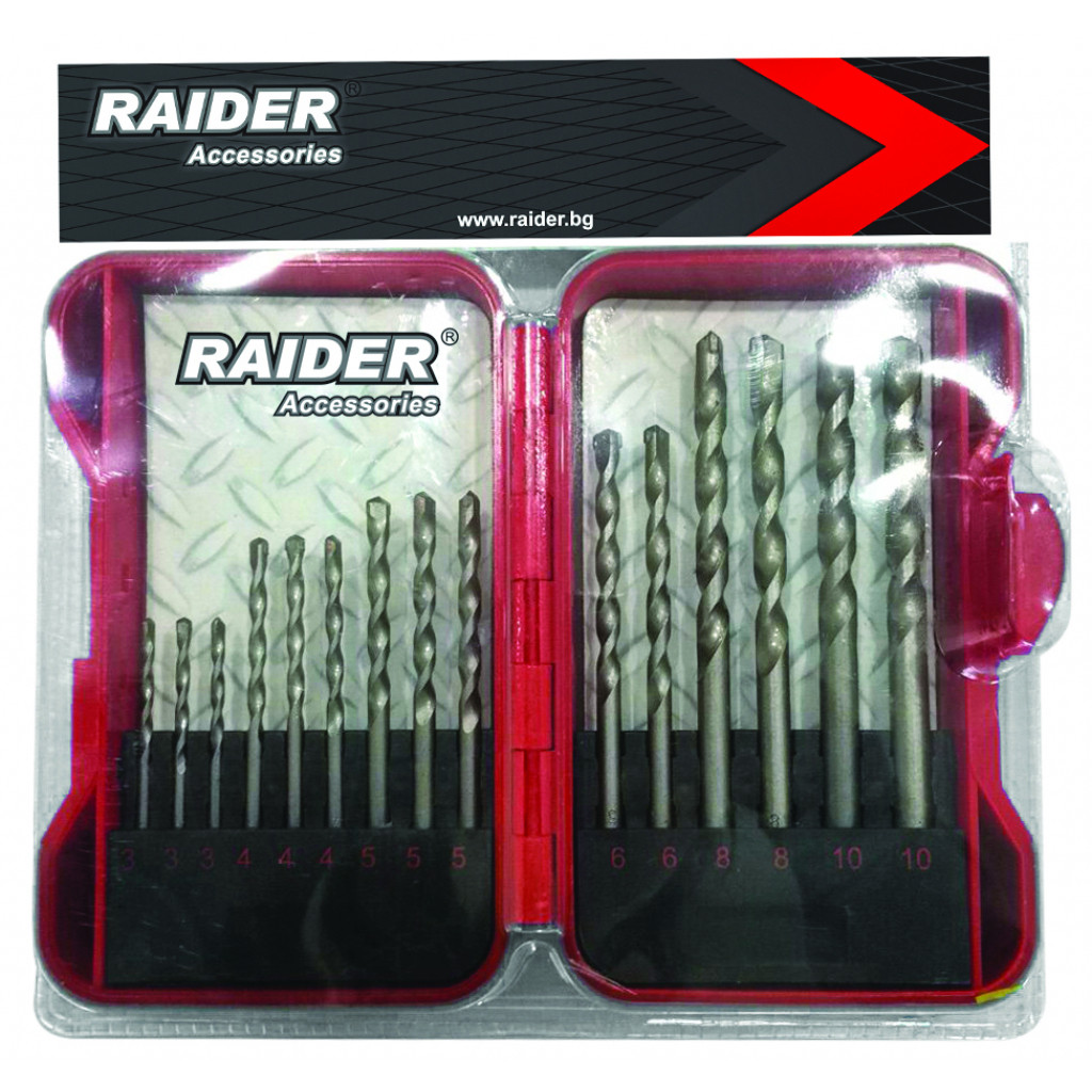 Свредла за бетон 15бр. ø3-10mm к-т – Raider Power Tools – снимка 1