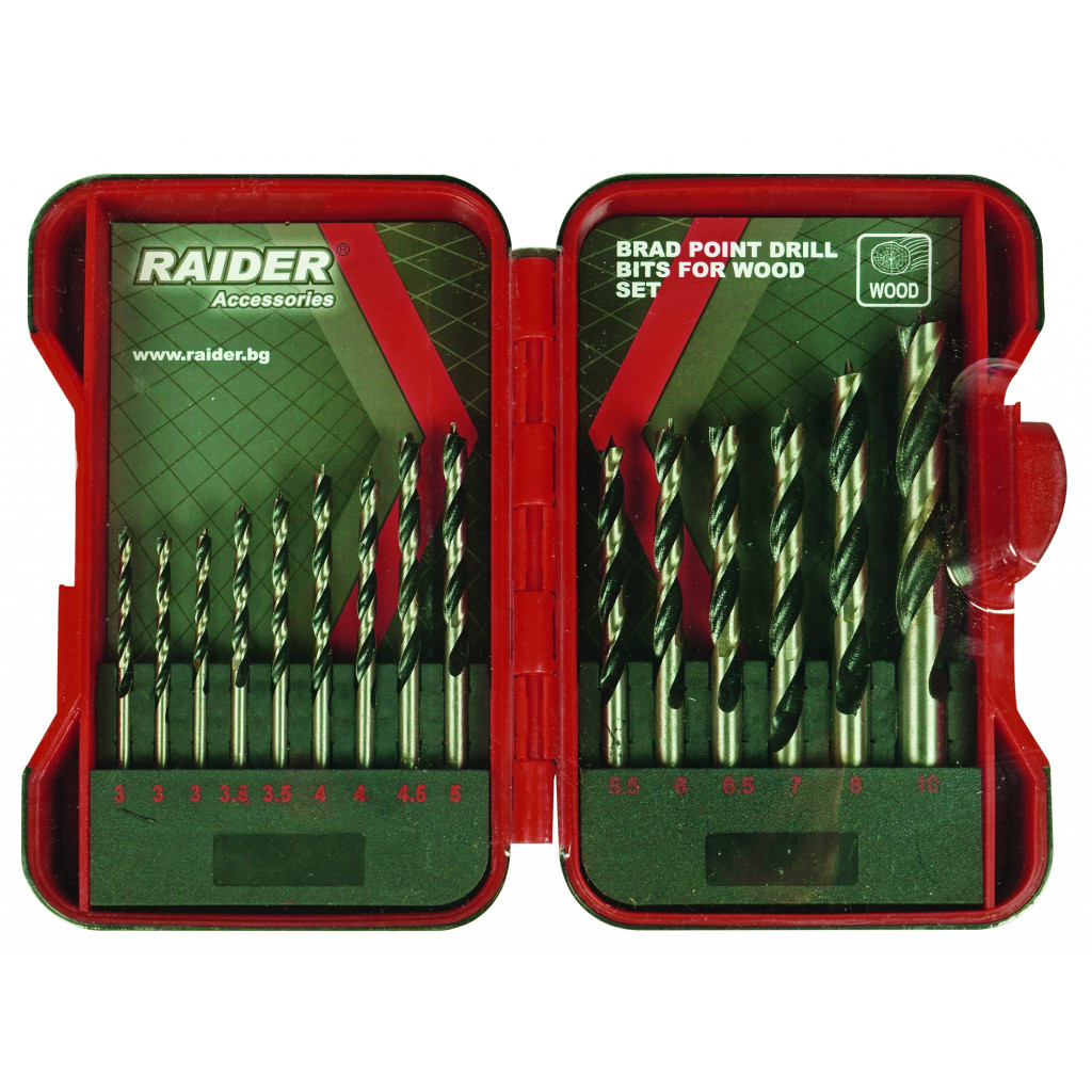 Свредла за дърво 15бр. ø3-10mm к-т – Raider Power Tools – снимка 1