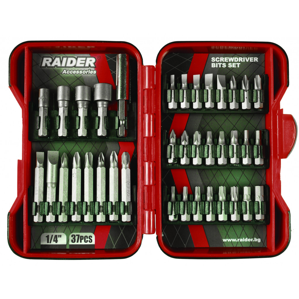 Накрайници 1/4" 37 бр. к-т RAIDER