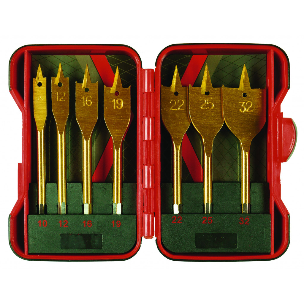 Свредла за дърво плоски 1/4" HEX 7бр. к-т – Raider Power Tools – снимка 1