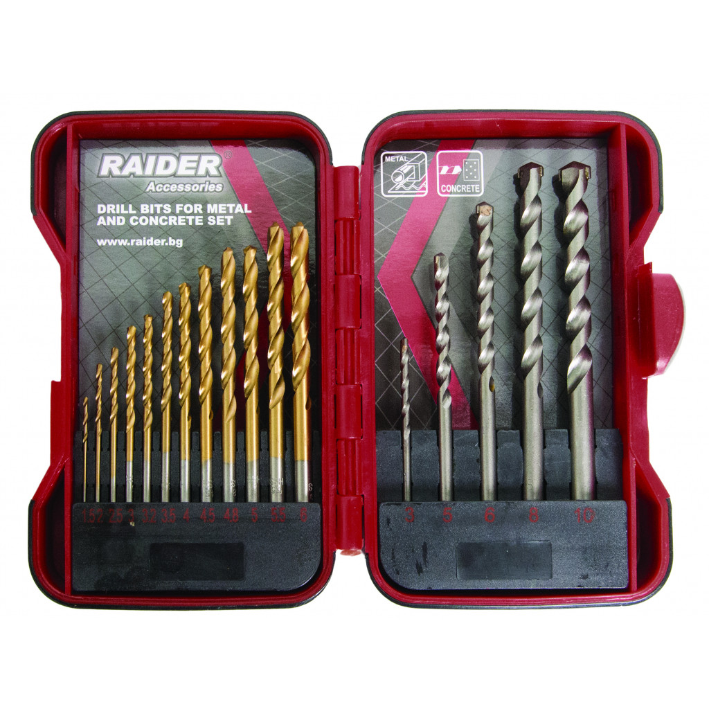 Свредла за метал и бетон 17бр. ø1.5-10mm к-т – Raider Power Tools – снимка 1
