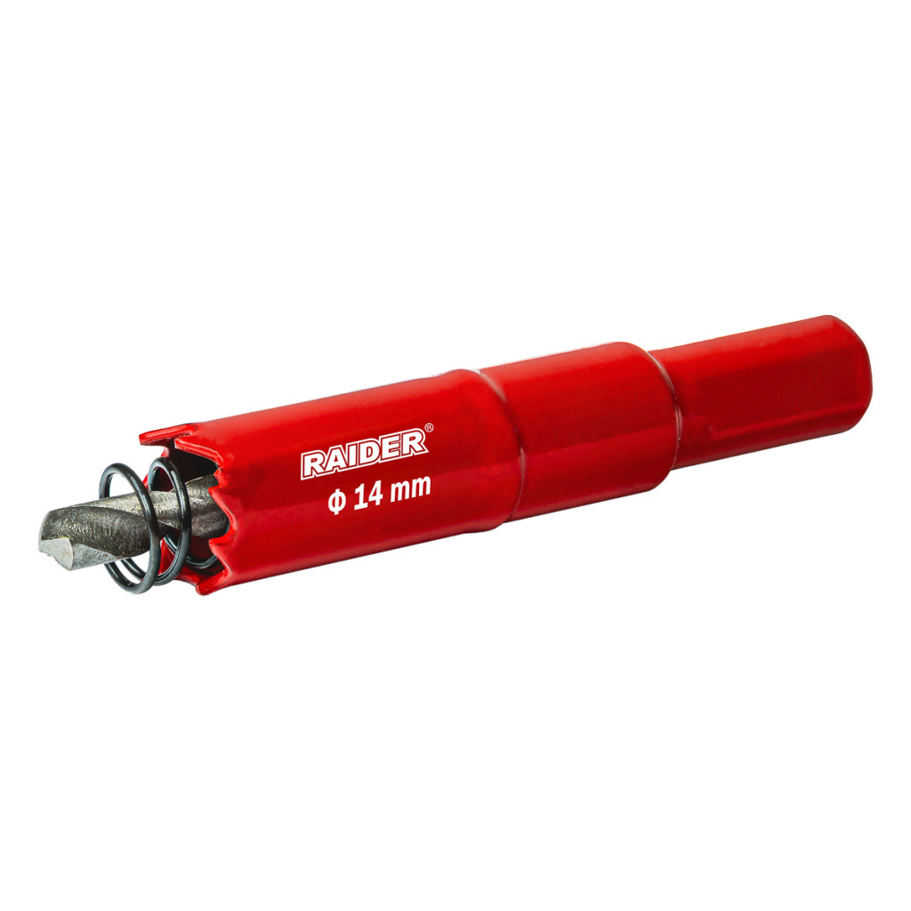 Боркорона HSS bi-metal Ø14 mm с центриращо свредло и опашка – Raider Power Tools – снимка 1