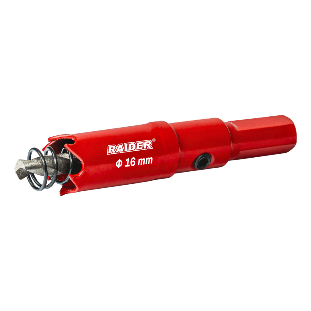 Боркорона HSS bi-metal Ø16 mm с центриращо свредло и опашка – Raider Power Tools – снимка 1