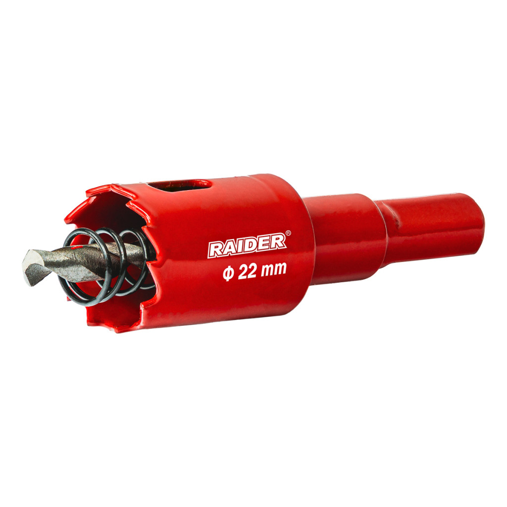Боркорона HSS bi-metal Ø22 mm с центриращо свредло и опашка – Raider Power Tools – снимка 1