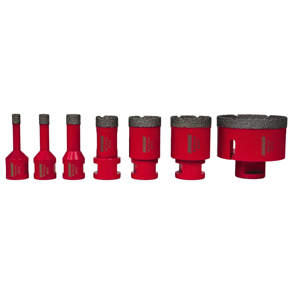 Боркорони Diamond Dry M14 Ø8-68mm AL Case Set – Raider Power Tools – снимка 1
