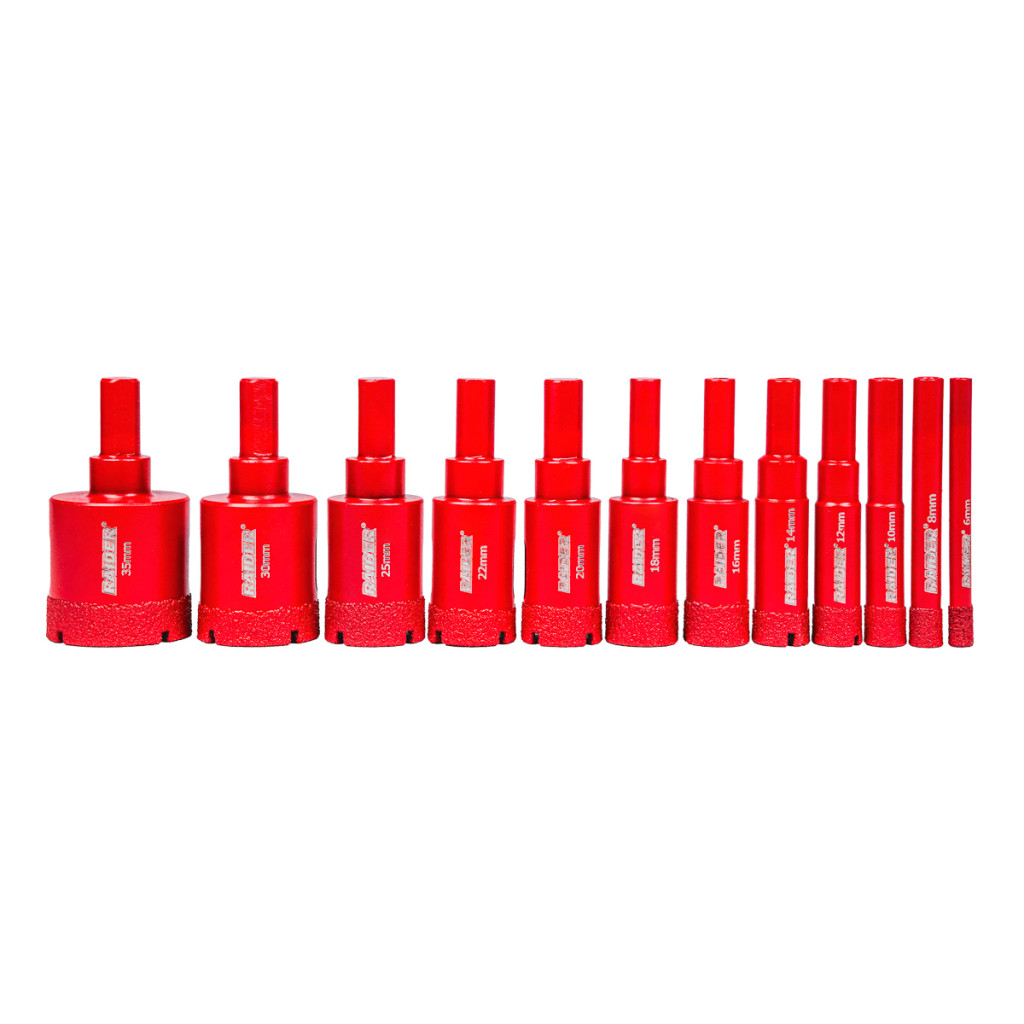Боркорони Diamond Dry Ø6-35mm Case Set 12 бр. – Raider Power Tools – снимка 1