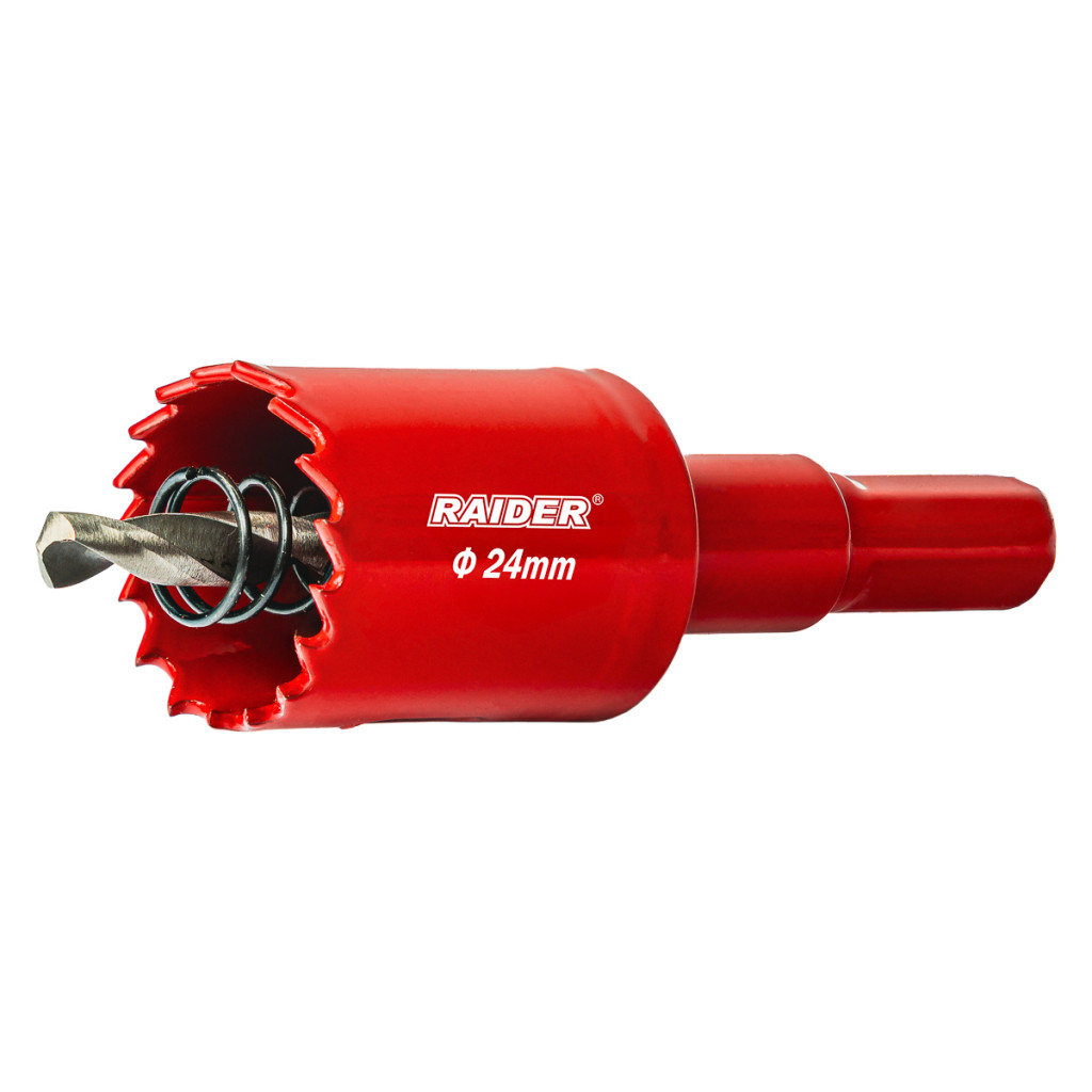 Боркорона HSS bi-metal Ø24 mm с центриращо свредло и опашка – Raider Power Tools – снимка 1