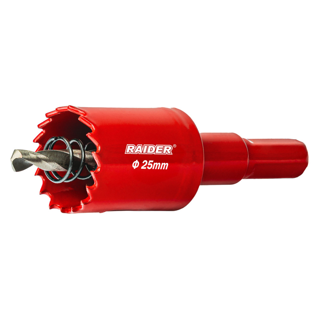 Боркорона HSS bi-metal Ø25 mm с центриращо свредло и опашка – Raider Power Tools – снимка 1