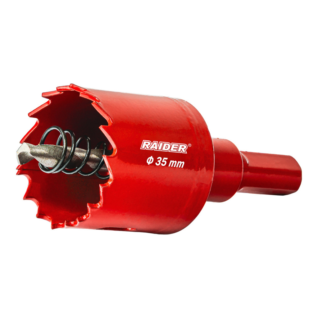 Боркорона HSS bi-metal Ø35 mm с центриращо свредло и опашка – Raider Power Tools – снимка 1