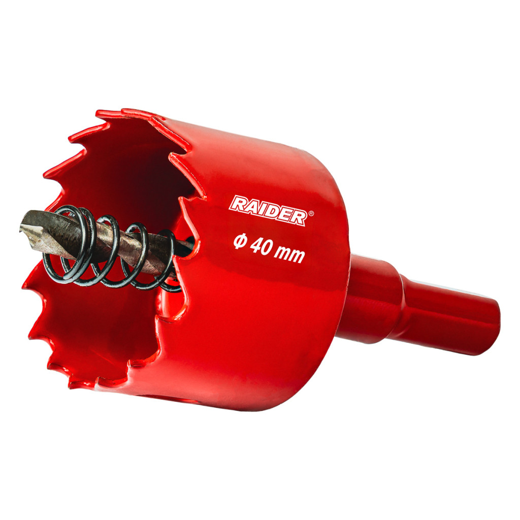 Боркорона HSS bi-metal Ø40 mm с центриращо свредло и опашка – Raider Power Tools – снимка 1